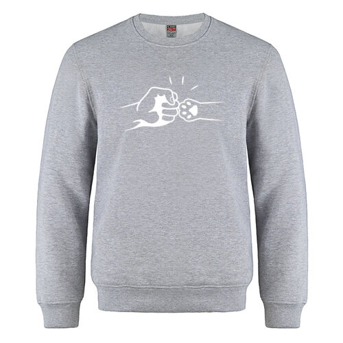Cat - Fist Bump - Crewneck Sweater (Light)  Thumbnail